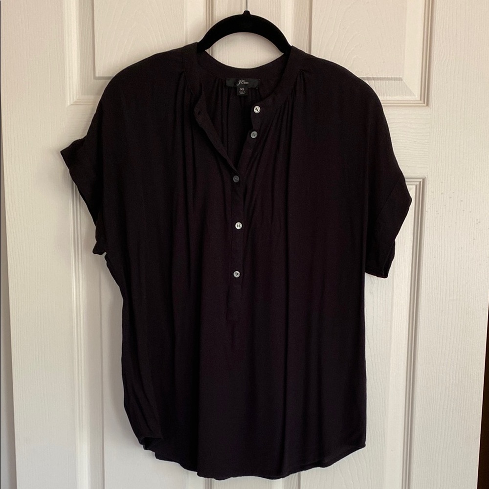 J. Crew Women's Black Henley Blouse